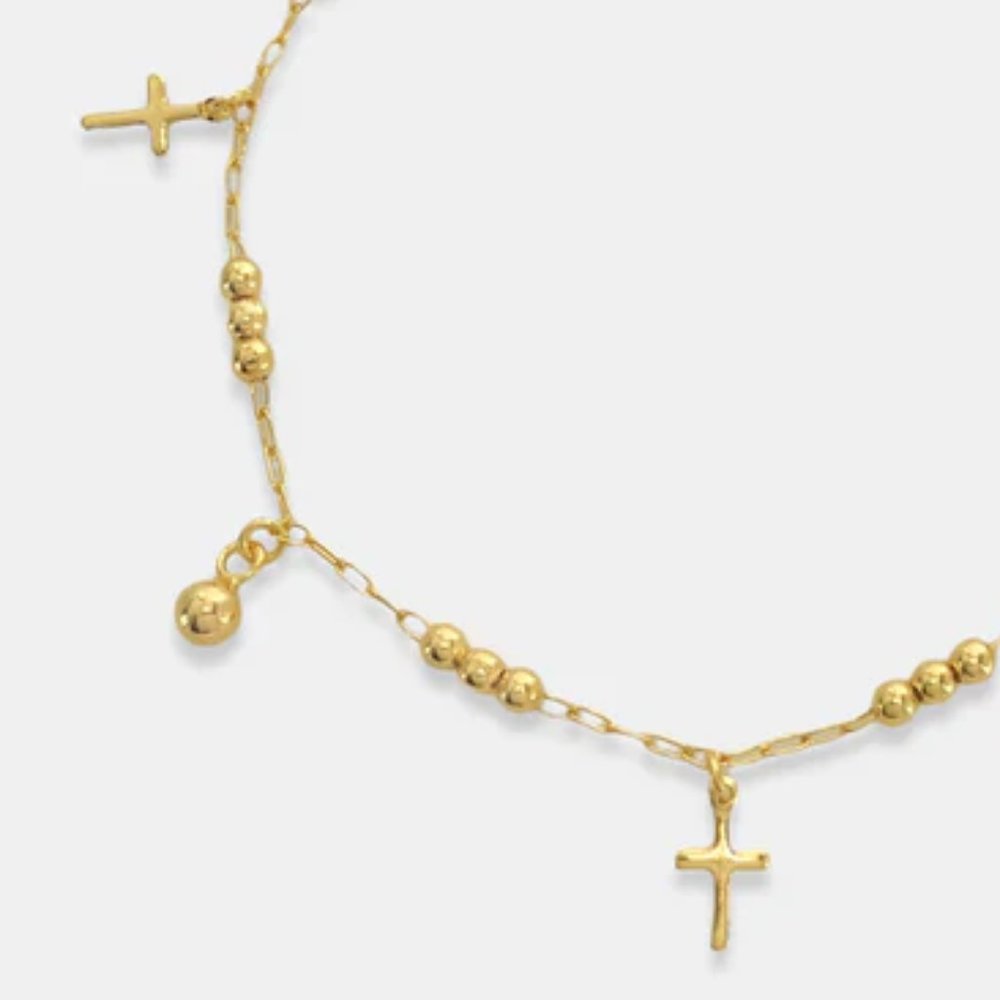 NEW 14K Gold Filled Cross Ankle Bracelet Anklet - Picture 3 of 4